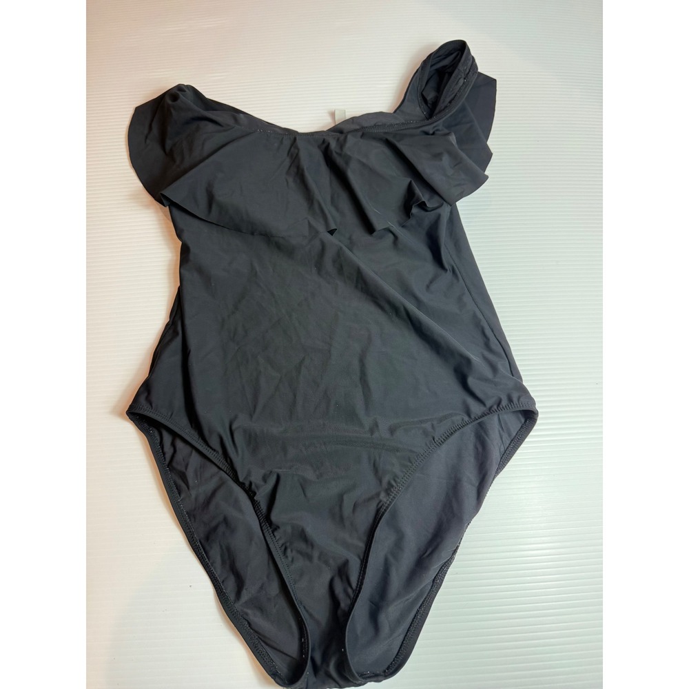 Tommy Bahama Black One Shoulder Ruffle One Piece Swimsuit Women's Size‎ 14